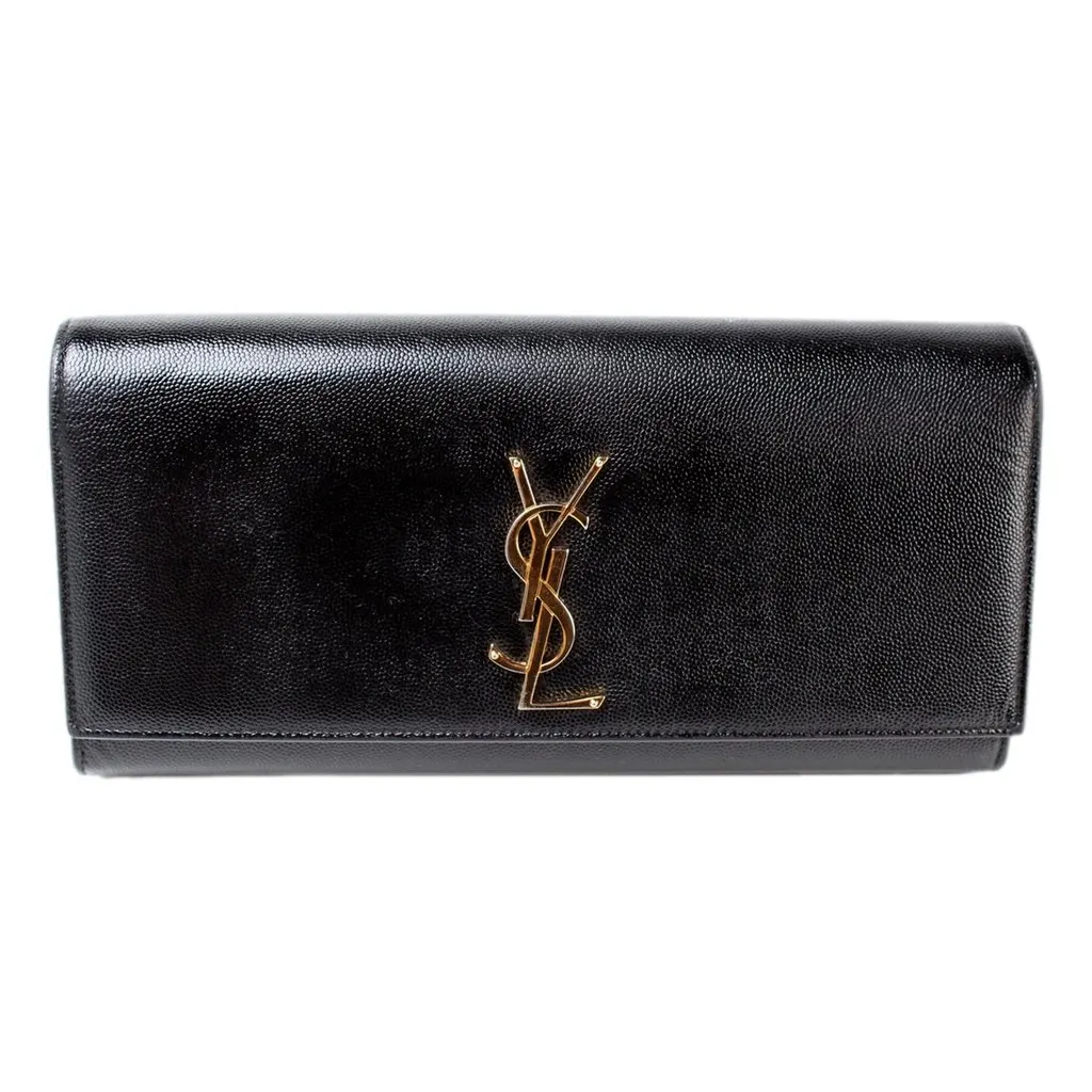 Saint Laurent Saint Laurent Cassandre Classic Monogram Black Leather Clutch Black Leather Good - Front View