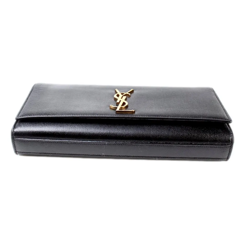 Saint Laurent Saint Laurent Cassandre Classic Monogram Black Leather Clutch Black Leather Good - Model View