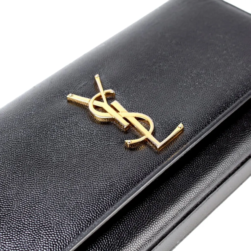 Saint Laurent Saint Laurent Cassandre Classic Monogram Black Leather Clutch Black Leather Good - Box View