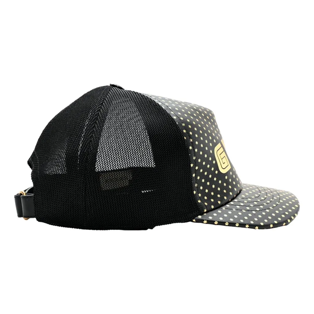 Gucci x Sega Guccy Stars Black Gold Leather Hat XL Black Leather Good - Model View