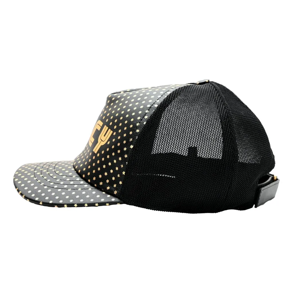 Gucci x Sega Guccy Stars Black Gold Leather Hat XL Black Leather Good - Box View
