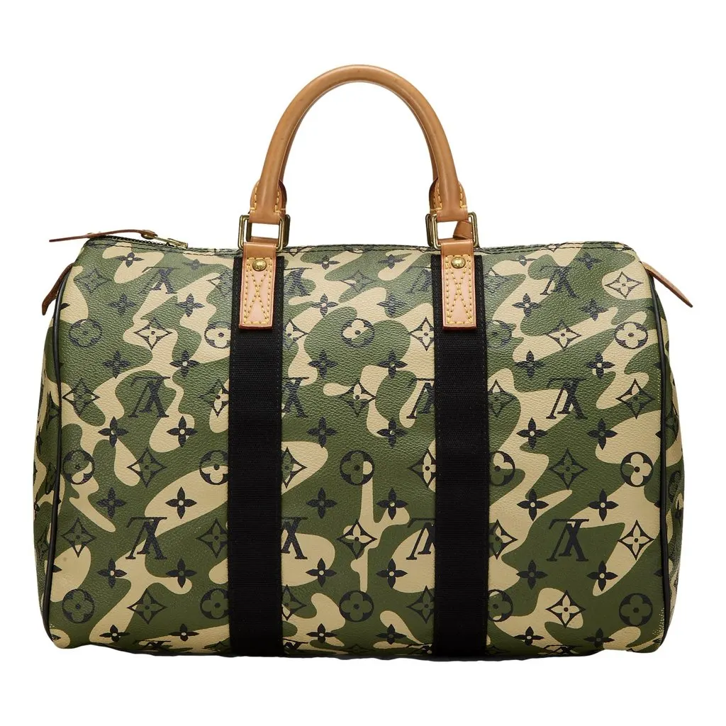 Louis Vuitton x Takashi Murakami Monogramouflage Speedy 35 Duffle Handbag Green Leather Good - Inside View