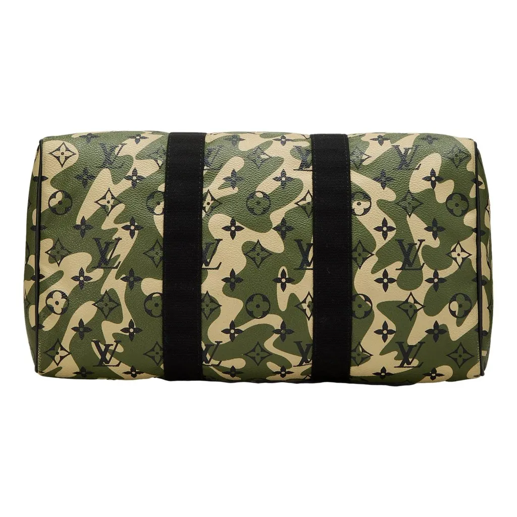 Louis Vuitton x Takashi Murakami Monogramouflage Speedy 35 Duffle Handbag Green Leather Good - Model View