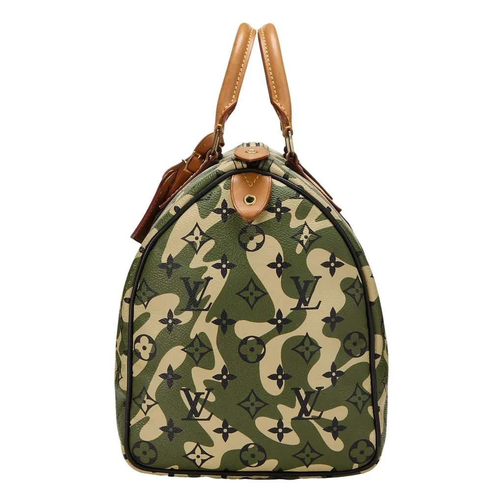 Louis Vuitton x Takashi Murakami Monogramouflage Speedy 35 Duffle Handbag Green Leather Good - Box View