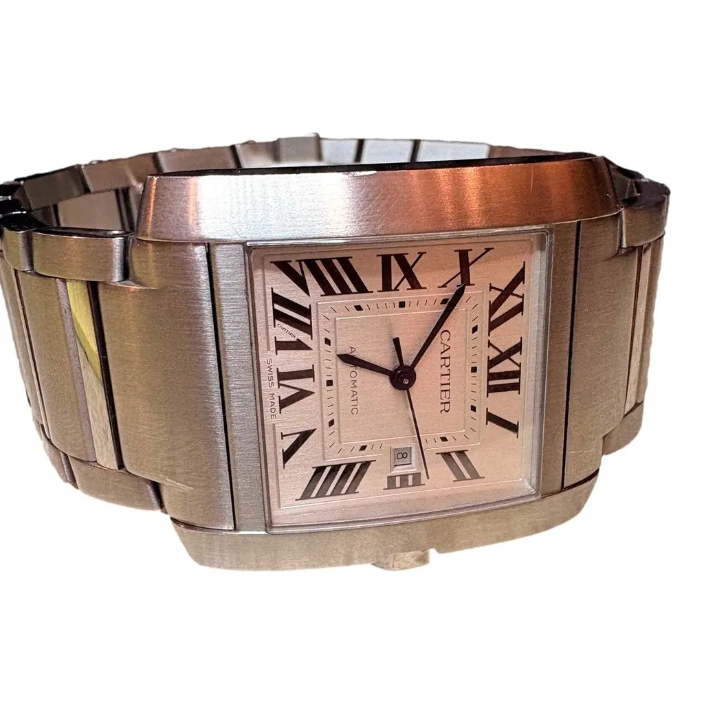 Cartier Tank Francaise Automatic 36.7mm Stainless Steel Watch Large Model White Good - Inside View