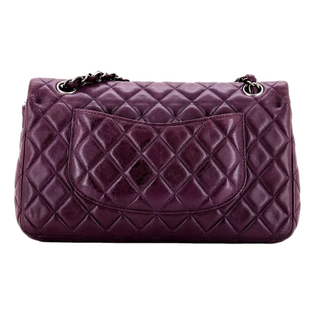 Chanel Chanel Classic Flap Shoulder Bag in Purple Soft Lambskin Leather with Chain Strap Purple Leather Good - Inside View