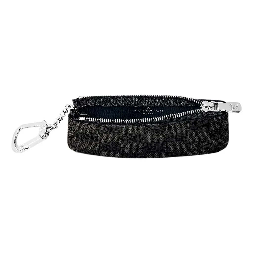 Louis Vuitton Key Pouch Damier Graphite Canvas Black Leather Good - Back View