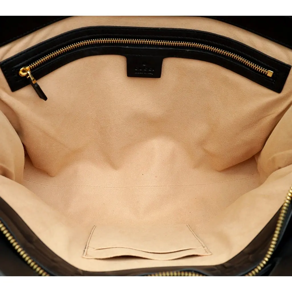 Gucci Ophidia Bicolor Red Suede Black Leather Slip Handle Tote Bag Red Suede Good - Model View