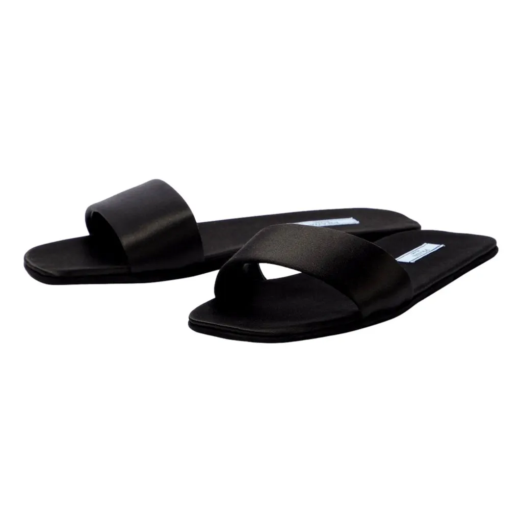 Prada Prada Black Silk Satin Slides with Matching Travel Case Holder Black Satin Never worn - Back View