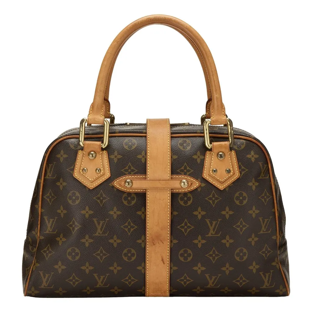 Louis Vuitton Manhattan GM Shoulder Bag in Monogram Canvas with Leather Trim Brown Leather Good - Back View