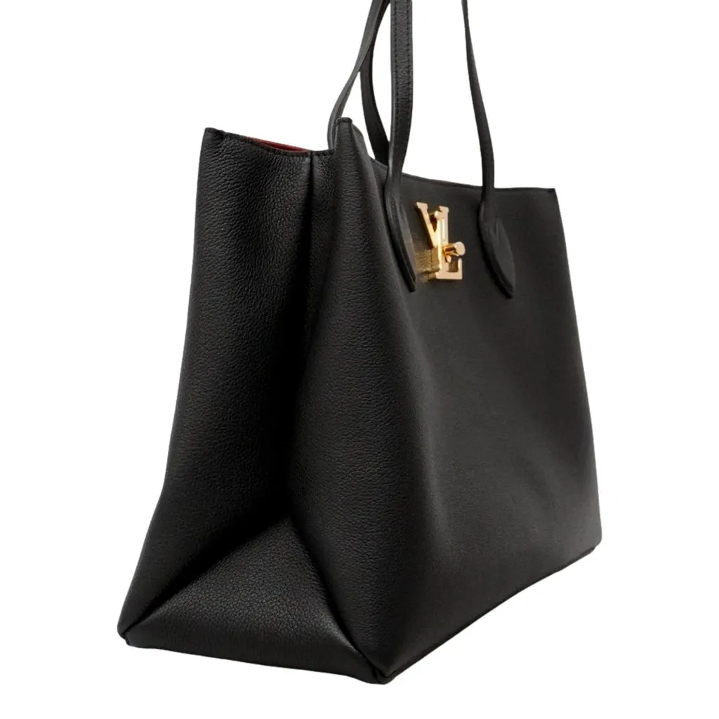 Louis Vuitton Lockme Shopper Tote Grained Leather Noir Black with Gold Hardware Black Leather Good - Inside View