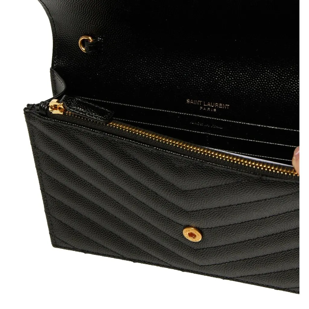 Saint Laurent Saint Laurent Cassandre Envelope Chain Crossbody Bag Black Leather Good - Back View