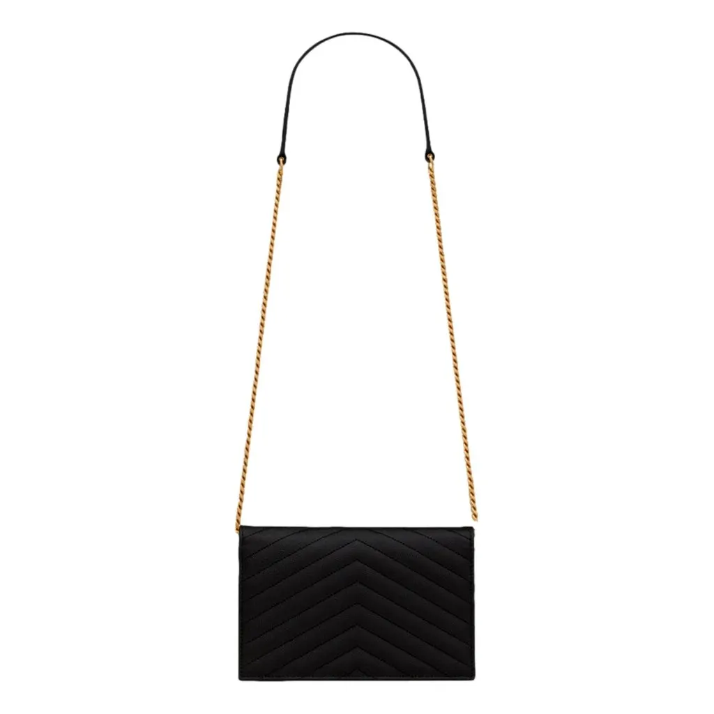 Saint Laurent Saint Laurent Cassandre Envelope Chain Crossbody Bag Black Leather Good - Inside View