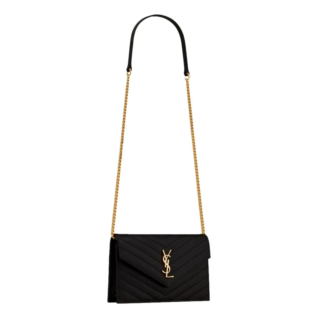 Saint Laurent Saint Laurent Cassandre Envelope Chain Crossbody Bag Black Leather Good - Box View