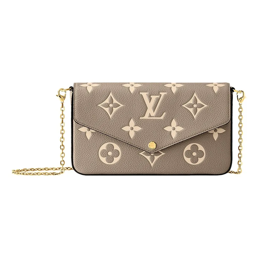 Louis Vuitton Louis Vuitton Pochette Felicie Monogram Empreinte Leather in Gray Grey Leather Good - Front View