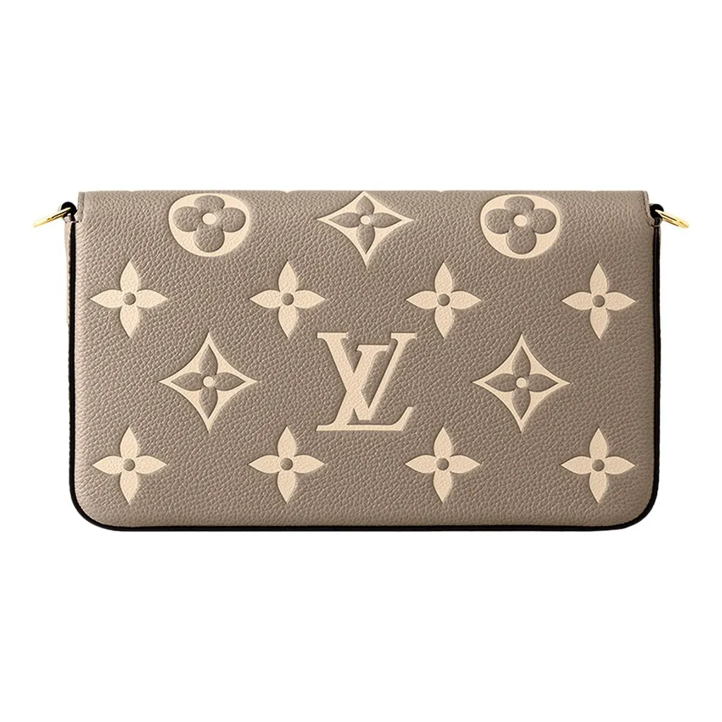 Louis Vuitton Louis Vuitton Pochette Felicie Monogram Empreinte Leather in Gray Grey Leather Good - Back View