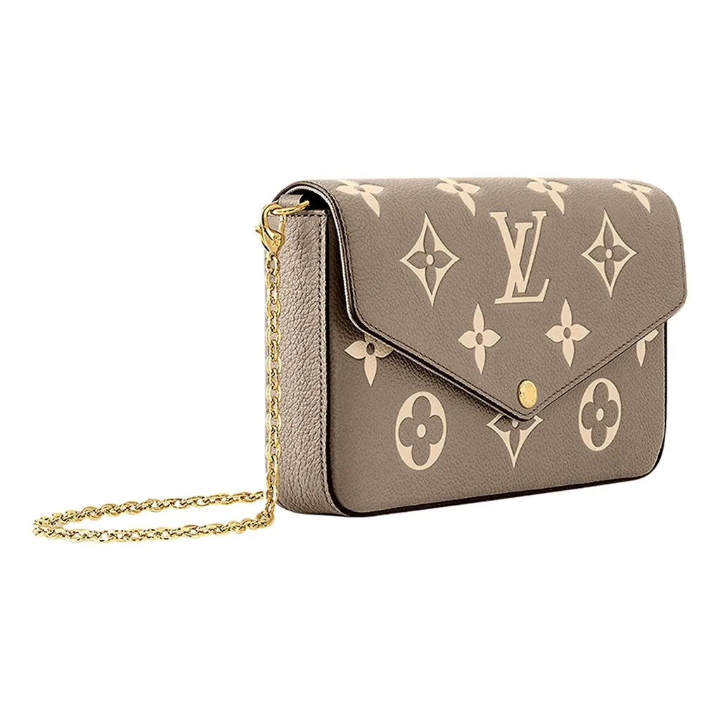 Louis Vuitton Louis Vuitton Pochette Felicie Monogram Empreinte Leather in Gray Grey Leather Good - Inside View