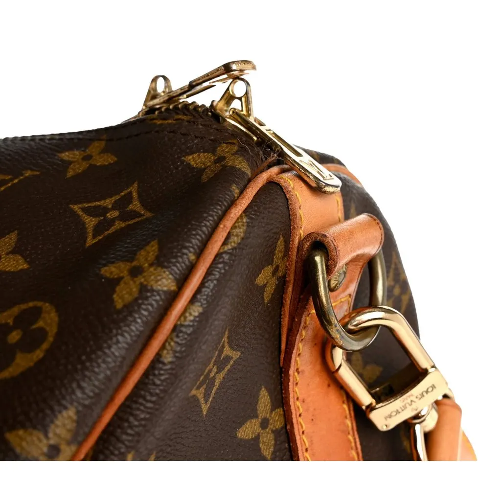Louis Vuitton Monogram Keepall Bandouliere 60 Duffle Bag Brown Canvas Good - Back View