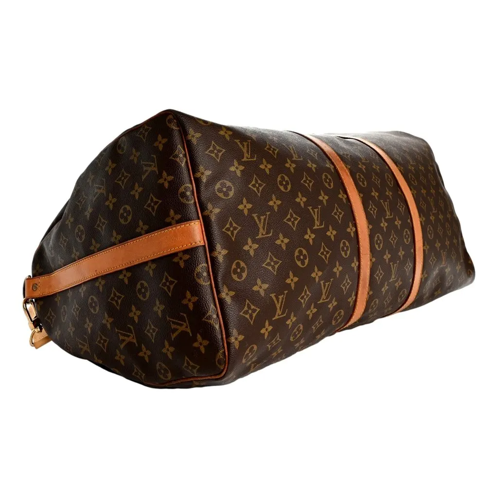Louis Vuitton Monogram Keepall Bandouliere 60 Duffle Bag Brown Canvas Good - Box View