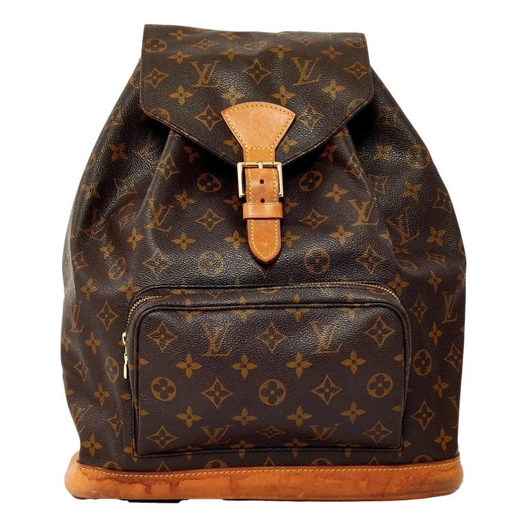 Louis Vuitton Monogram Canvas Montsouris GM Drawstring Backpack Brown Leather Good - Front View