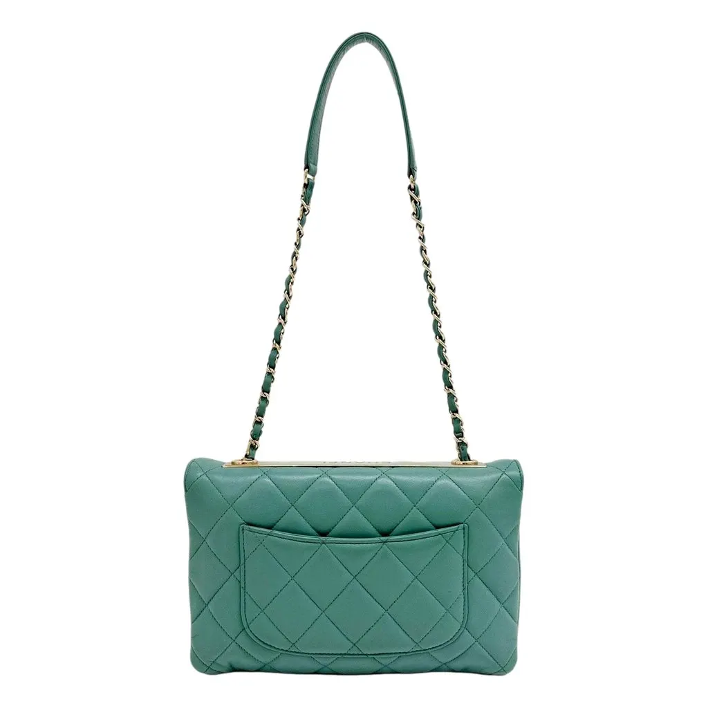 Chanel Trendy CC Flap Matelasse Aquamarine Leather Shoulder Bag Blue Leather Good - Back View