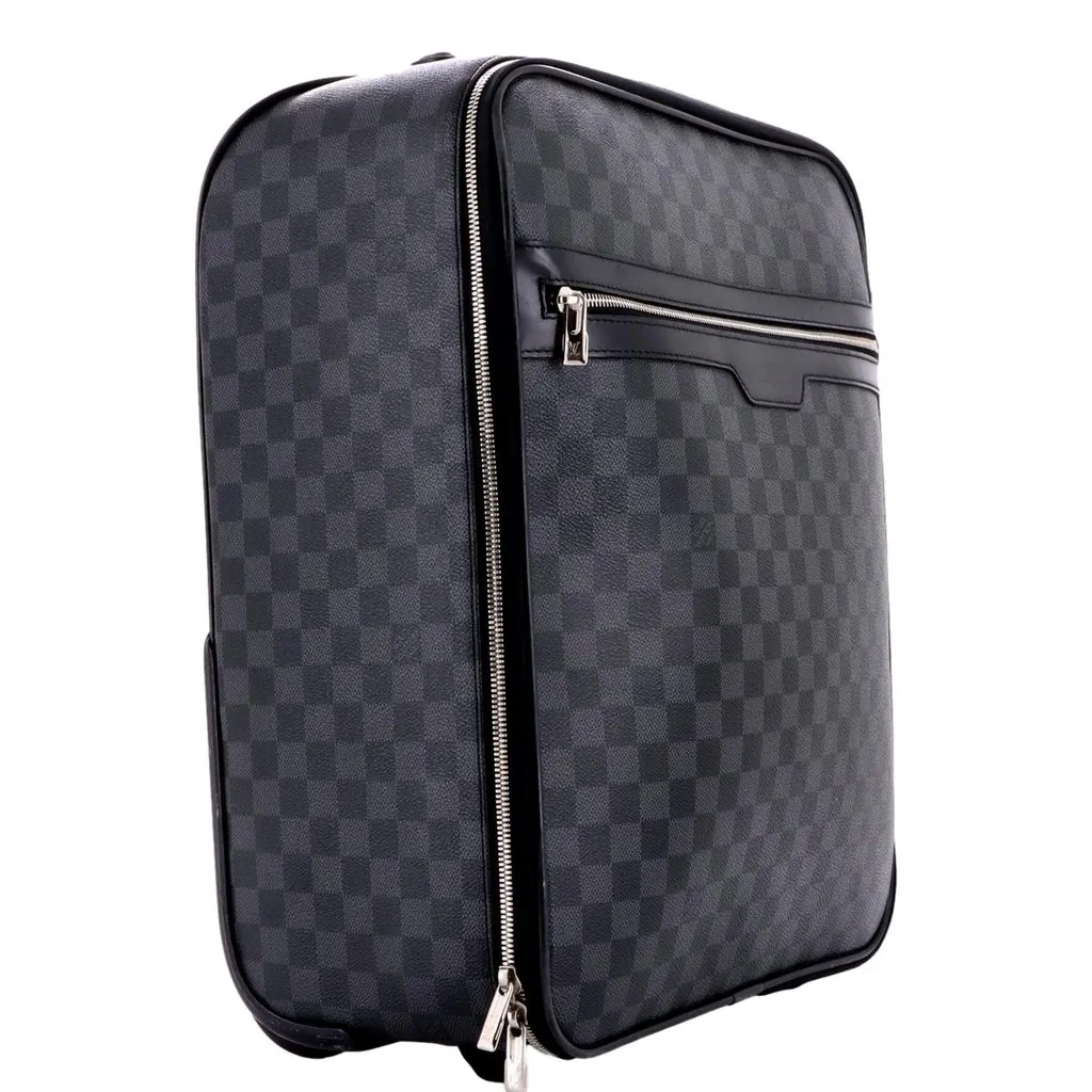 Louis Vuitton Pegase 45 Damier Graphite Canvas and Leather Rolling Suitcase Black Leather Good - Back View
