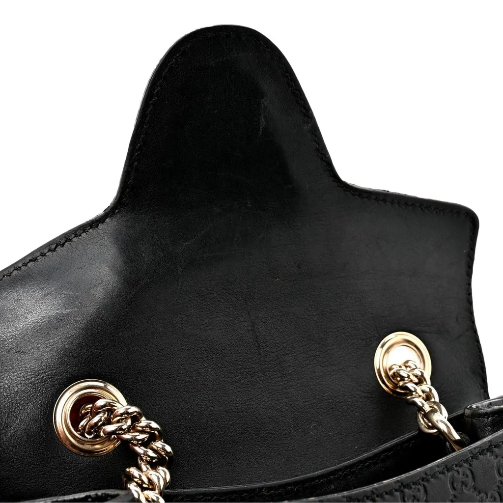 Gucci Microguccissima Mini Emily Chain Shoulder Bag Black Black Leather Good - Inside View