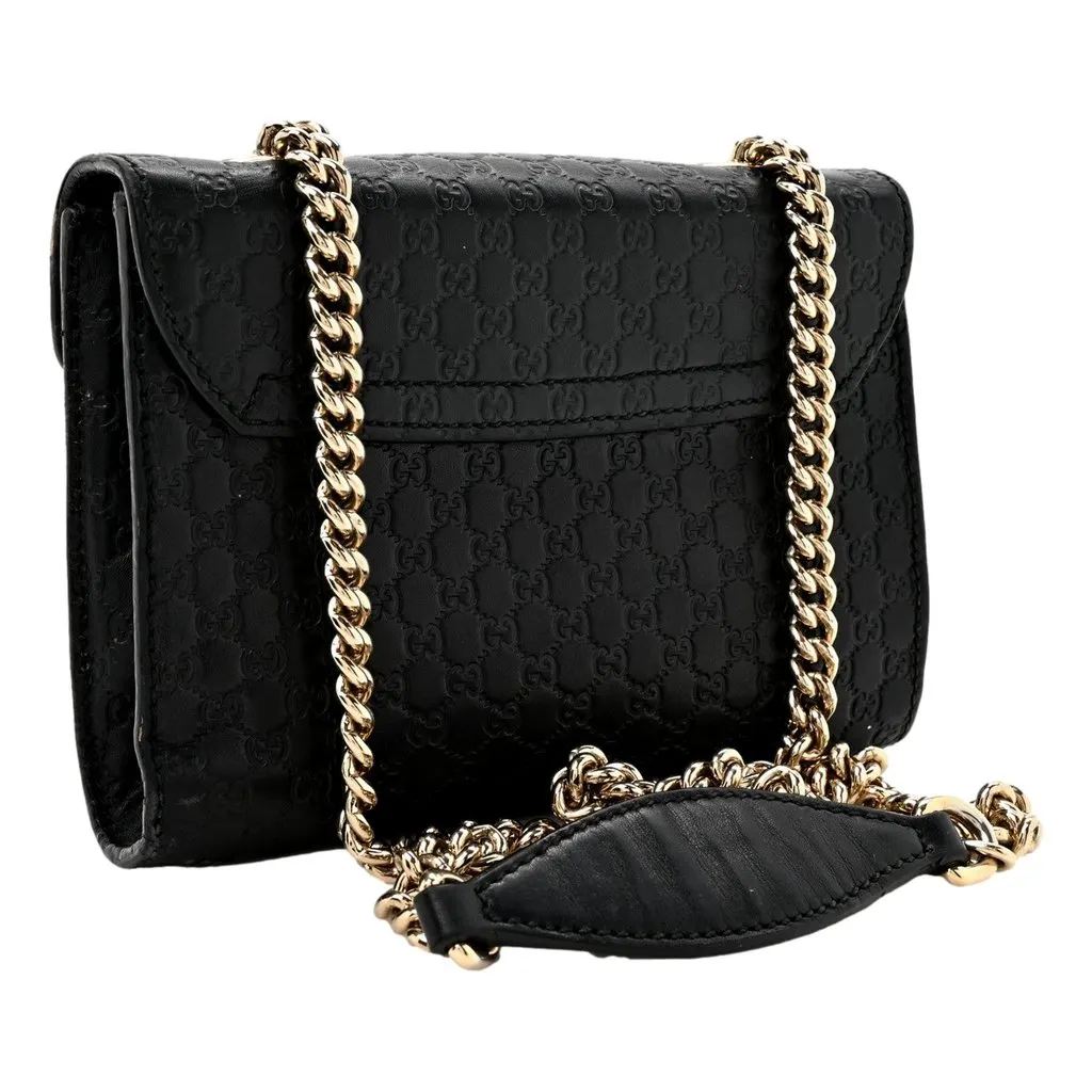 Gucci Microguccissima Mini Emily Chain Shoulder Bag Black Black Leather Good - Model View