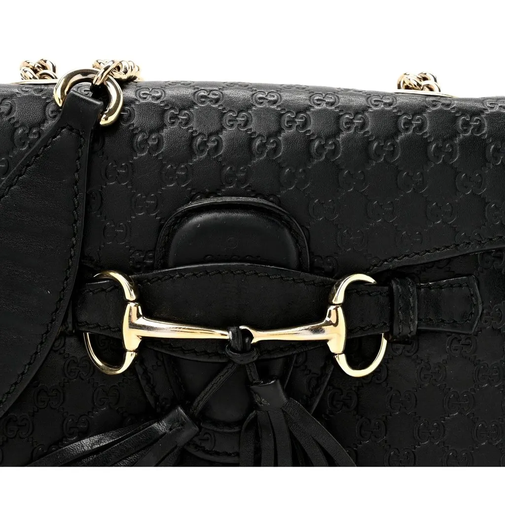 Gucci Microguccissima Mini Emily Chain Shoulder Bag Black Black Leather Good - Box View