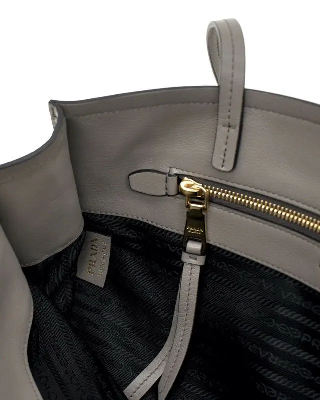 Prada Prada Argilla Grey Glace Calf Leather Shopping Tote Bag MultiColor Leather Good - Box View