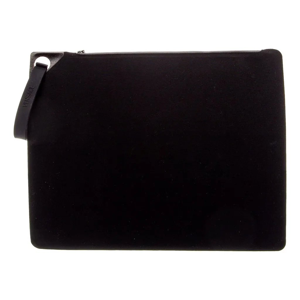 Versace Black Nylon Portfolio Wristlet Pouch Black Polyamide Never worn - Model View