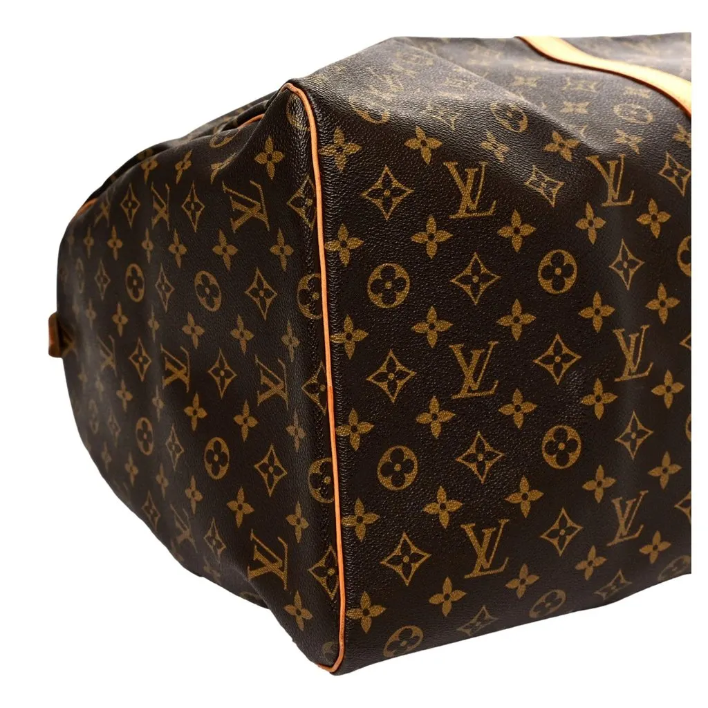 Louis Vuitton Louis Vuitton Keepall Bandoulière 60 Monogram Canvas Duffle Bag Brown Canvas Good - Back View