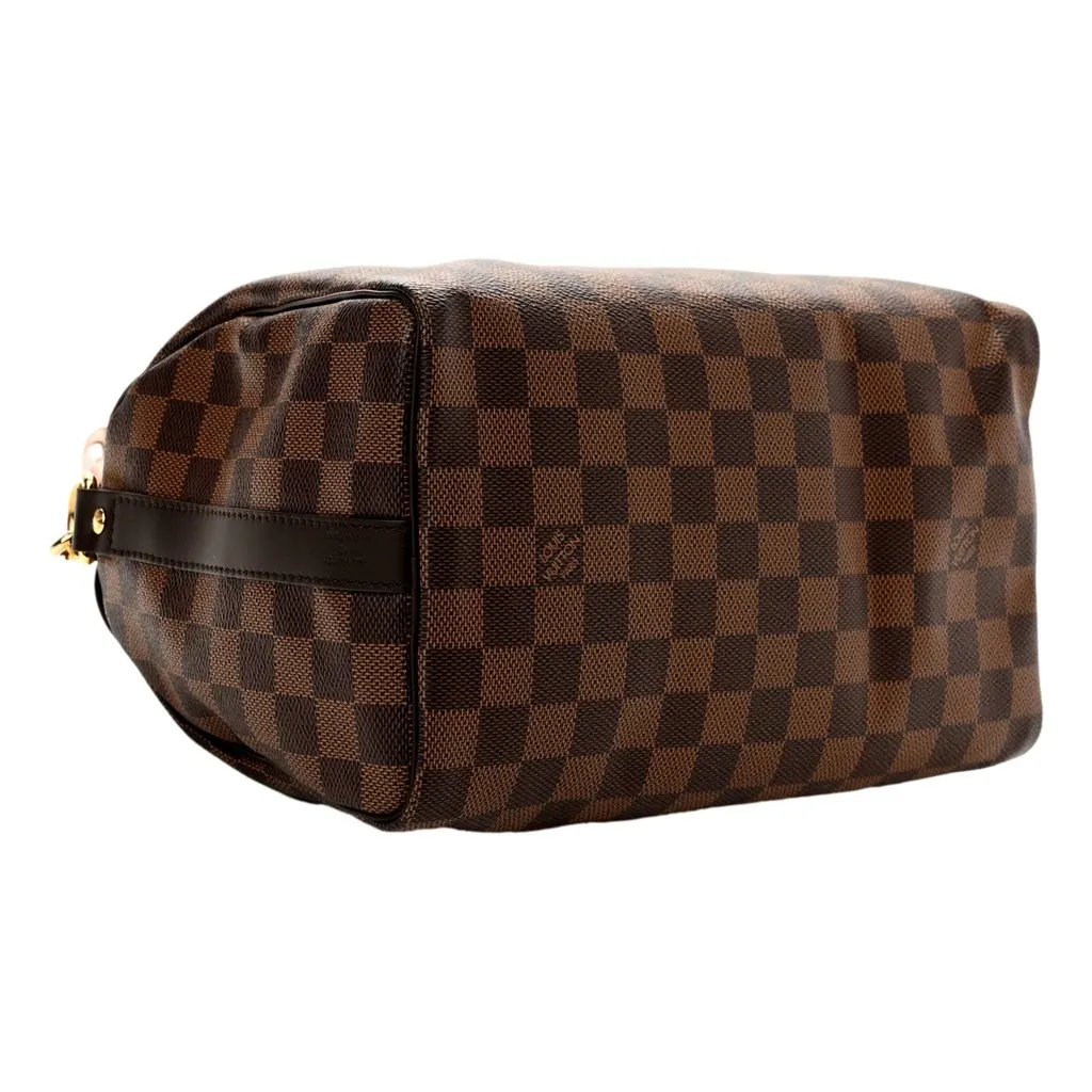Louis Vuitton Damier Ebene Braided Speedy Bandouliere 25 Pink Brown Canvas Good - Inside View