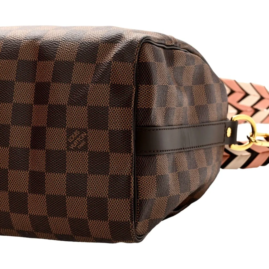 Louis Vuitton Damier Ebene Braided Speedy Bandouliere 25 Pink Brown Canvas Good - Model View