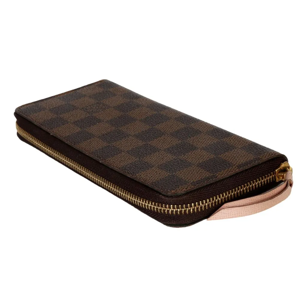 Louis Vuitton Rose Ballerine Damier Ebene Canvas Clemence Wallet Brown Canvas Good - Back View