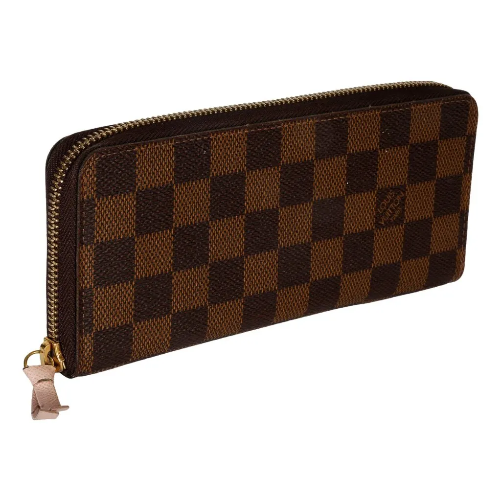 Louis Vuitton Rose Ballerine Damier Ebene Canvas Clemence Wallet Brown Canvas Good - Model View