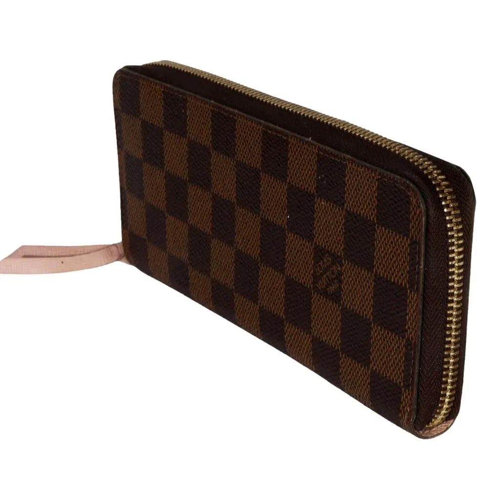 Louis Vuitton Rose Ballerine Damier Ebene Canvas Clemence Wallet Brown Canvas Good - Box View