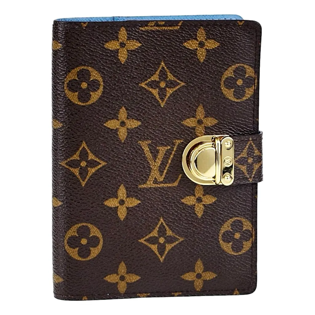 Louis Vuitton Monogram Canvas Koala Agenda PM Blue Notebook Cover Brown Canvas Good - Front View