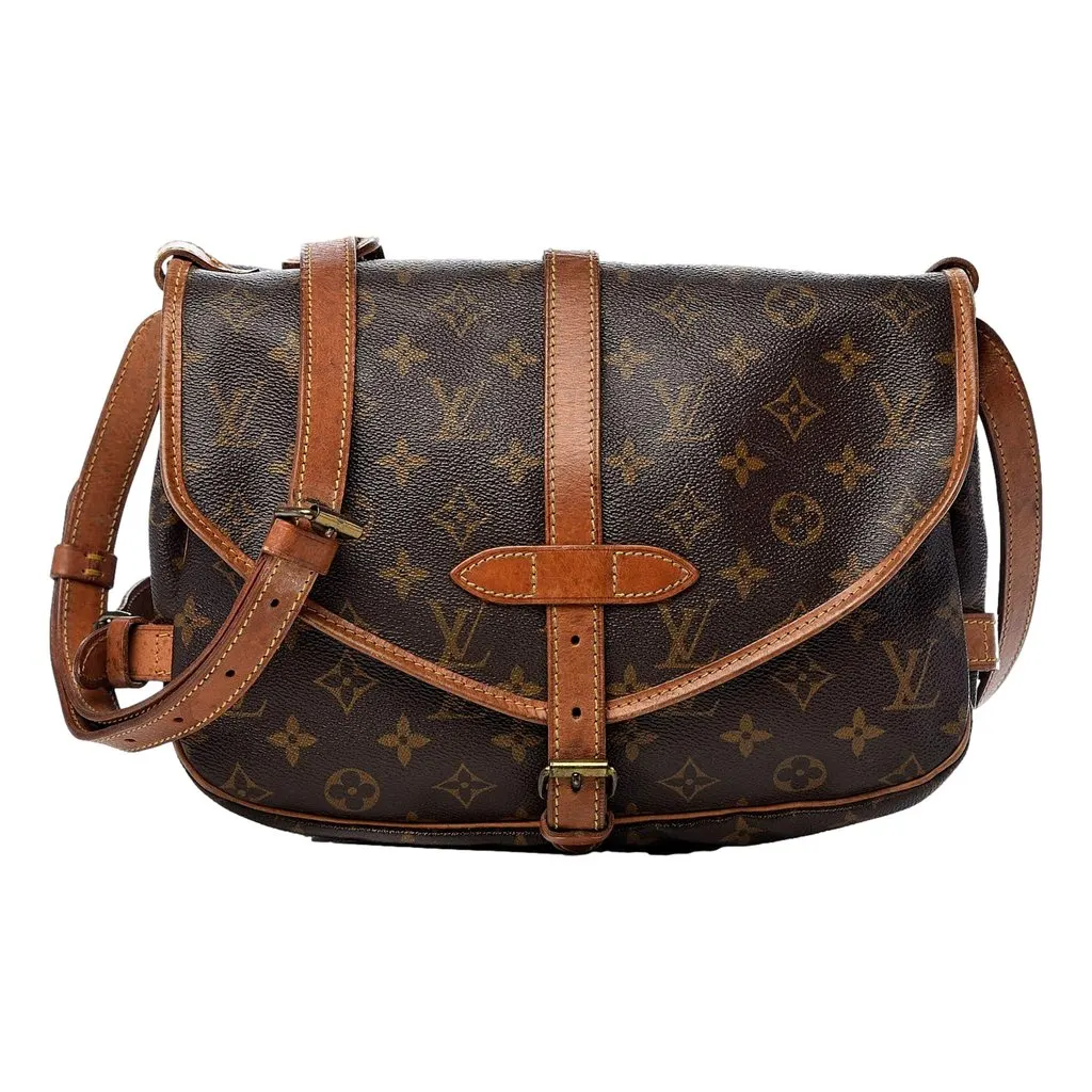 Unsigned Monogram Canvas Saumur 30 Messanger Bag Brown Canvas Good - Front View