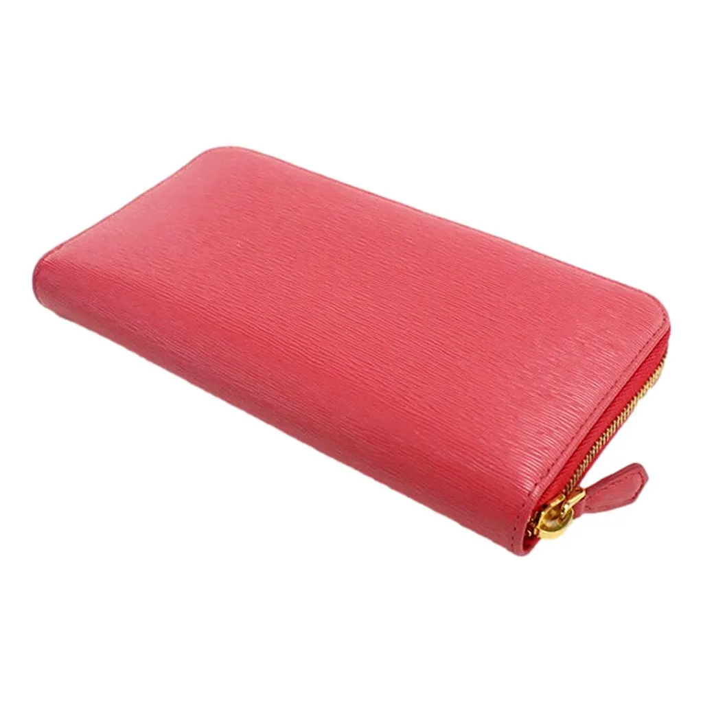 Prada Vitello Move Long Zip Around Continental Wallet Pink Pink Leather Good - Inside View