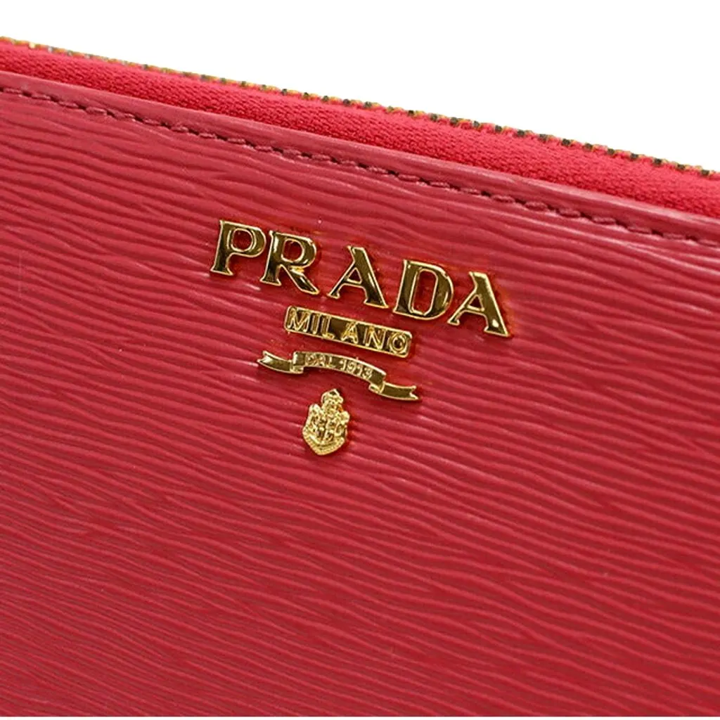 Prada Vitello Move Long Zip Around Continental Wallet Pink Pink Leather Good - Box View