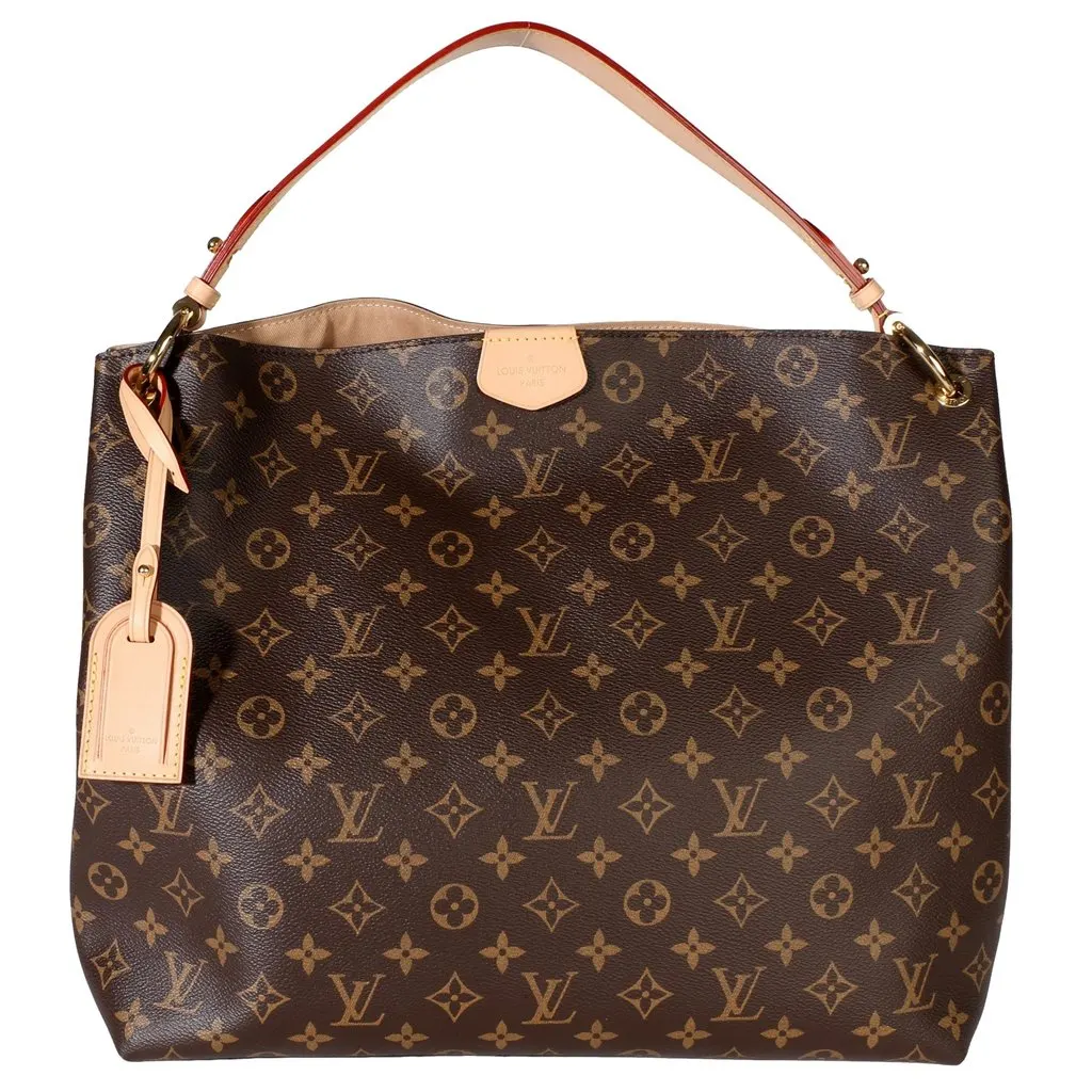 Louis Vuitton Graceful MM Monogram Canvas Shoulder Bag Brown Leather Good - Front View