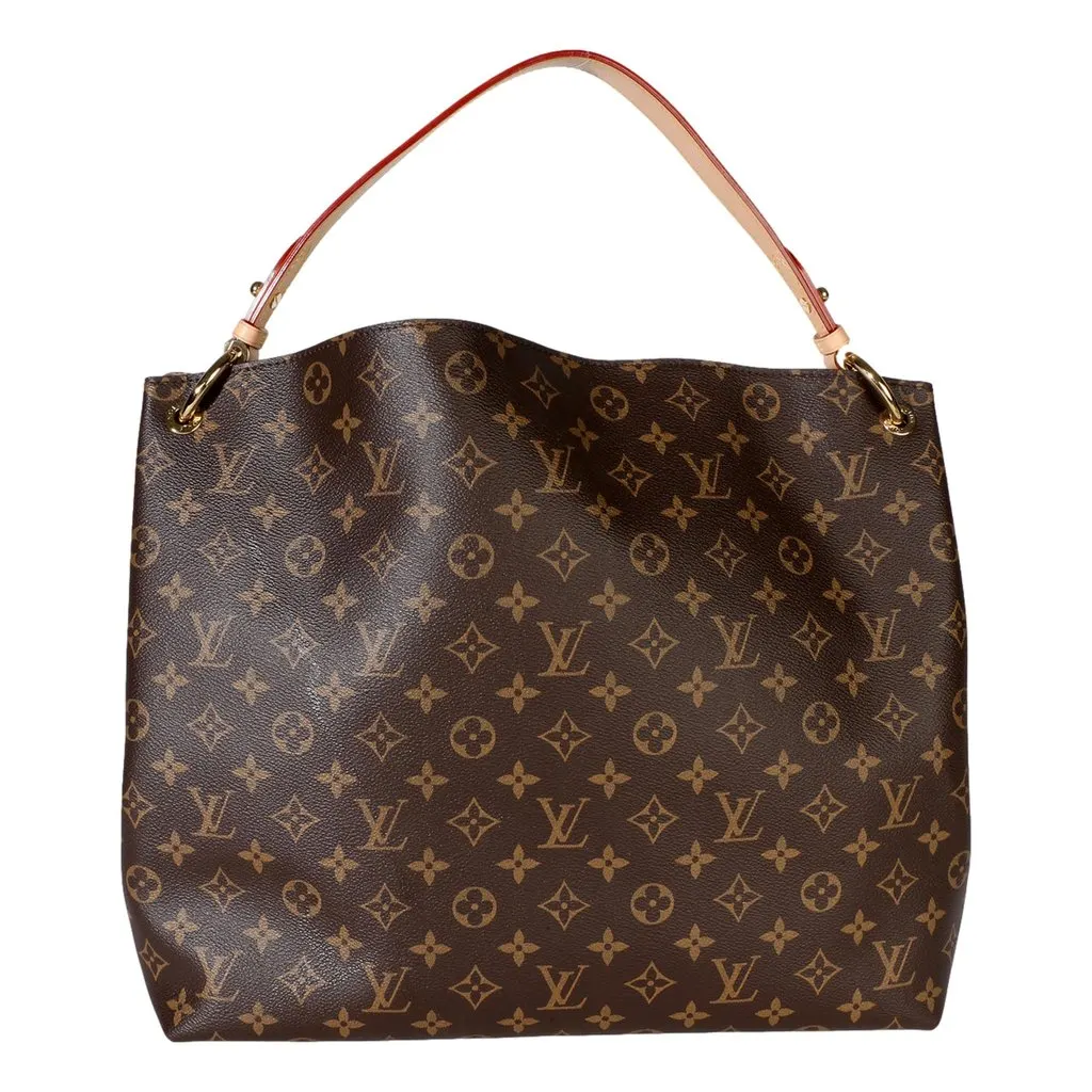 Louis Vuitton Graceful MM Monogram Canvas Shoulder Bag Brown Leather Good - Back View