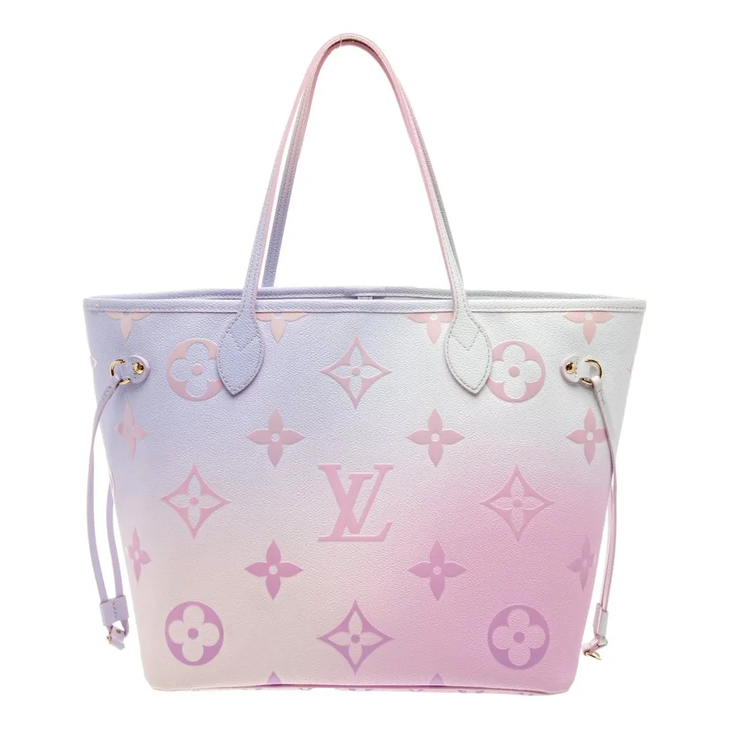 Louis Vuitton Neverfull MM Sunrise Petal Pastel Pink Canvas Leather Tote Bag