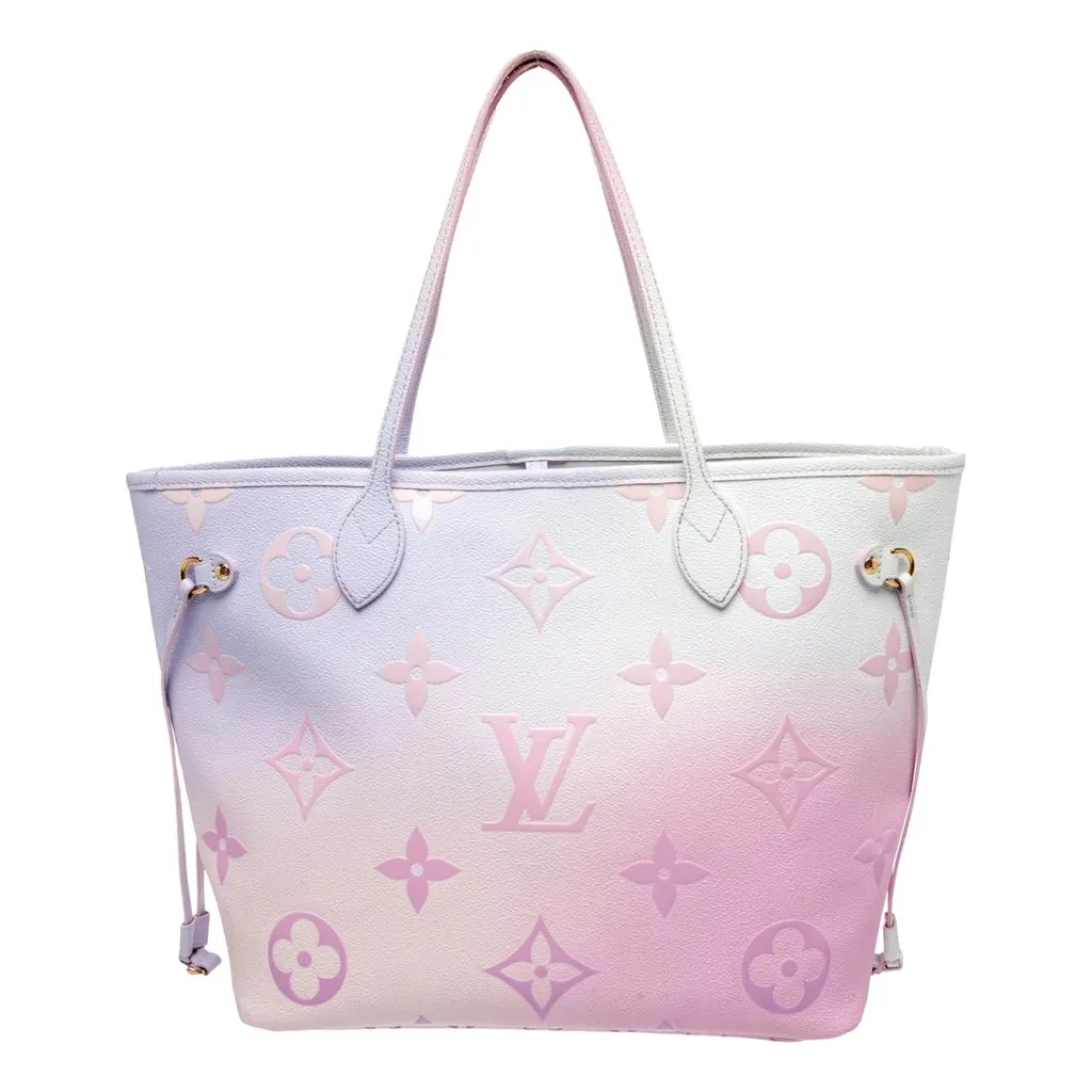Louis Vuitton Neverfull MM Sunrise Petal Pastel Pink Canvas Leather Tote Bag Pink Leather Good - Back View