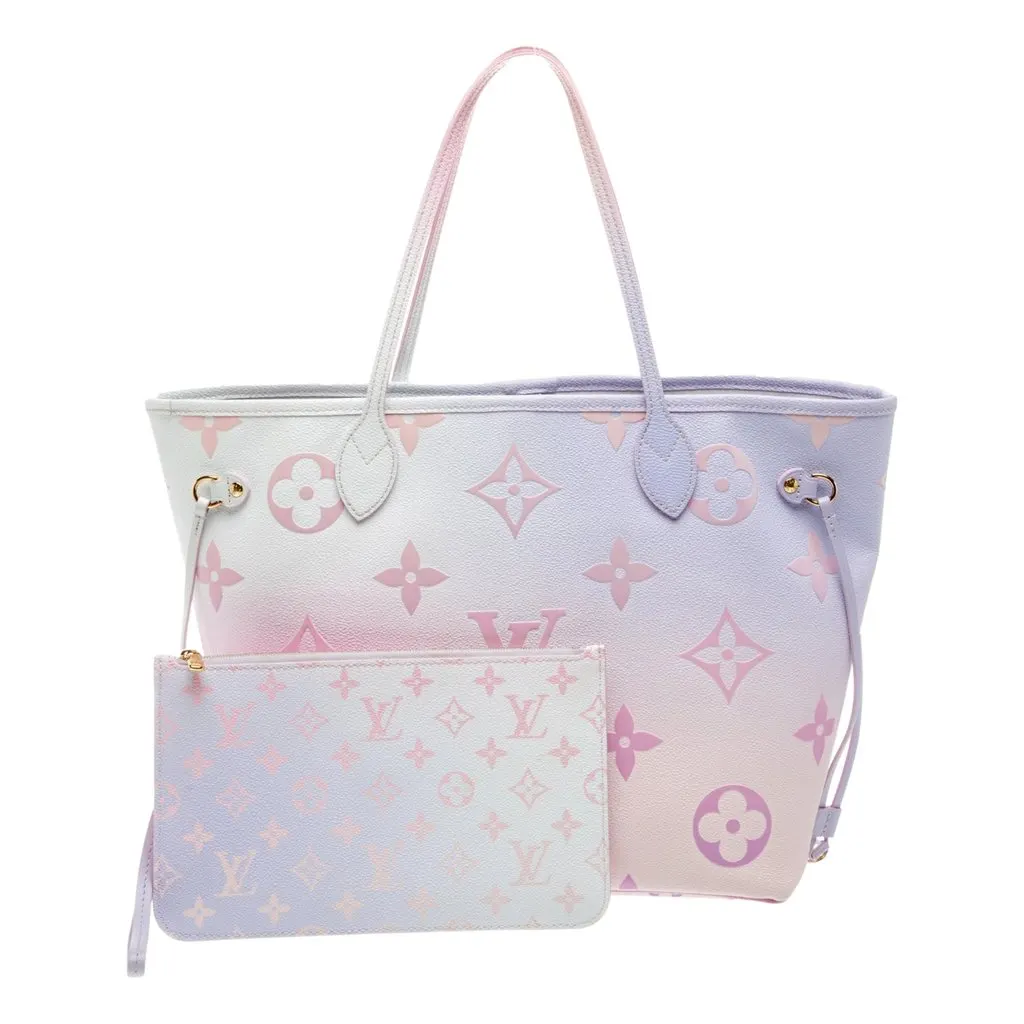 Louis Vuitton Neverfull MM Sunrise Petal Pastel Pink Canvas Leather Tote Bag Pink Leather Good - Model View
