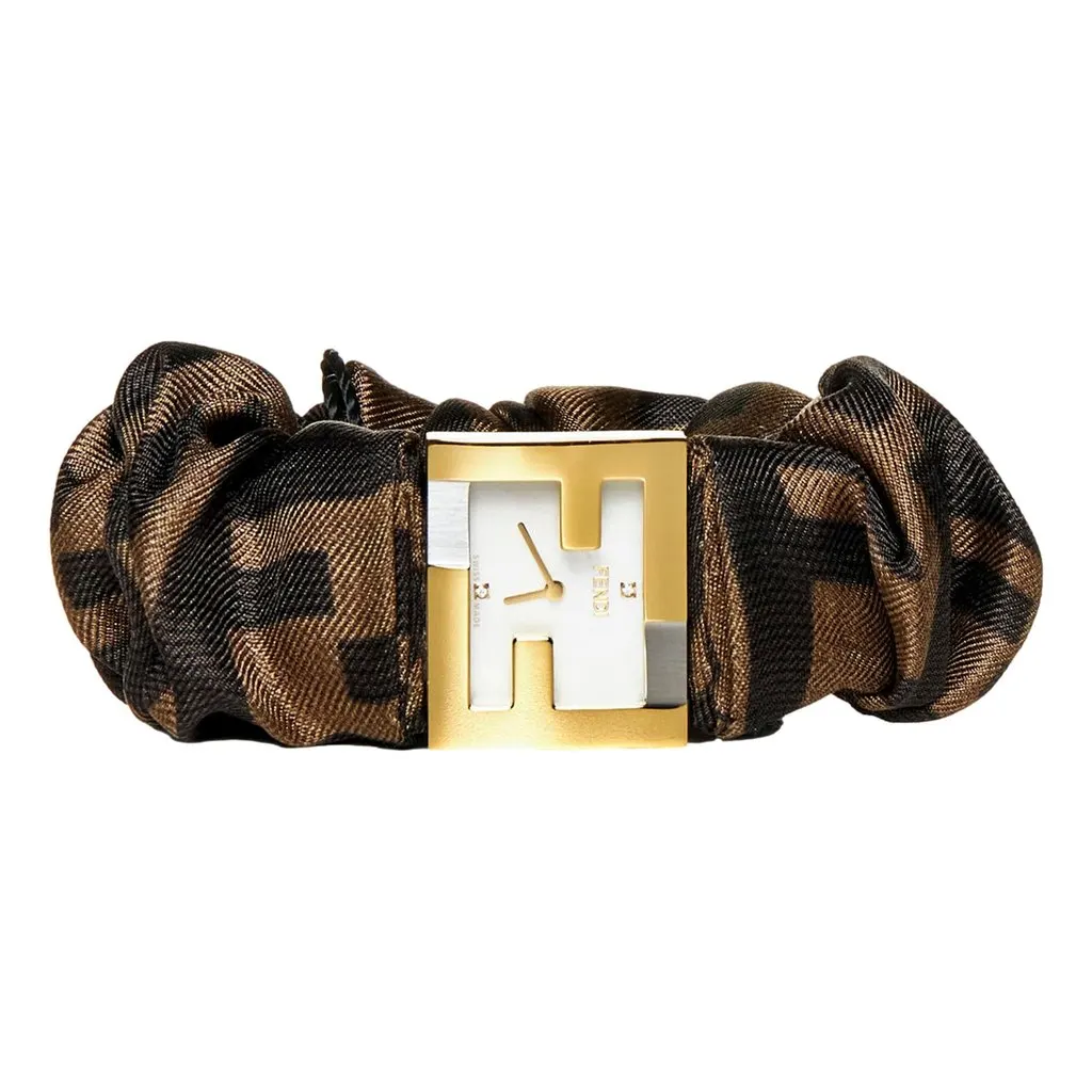 Fendi Fendi Fendimania Baguette Pearl Dial Monogram Satin Watch Brown Satin Never worn - Model View