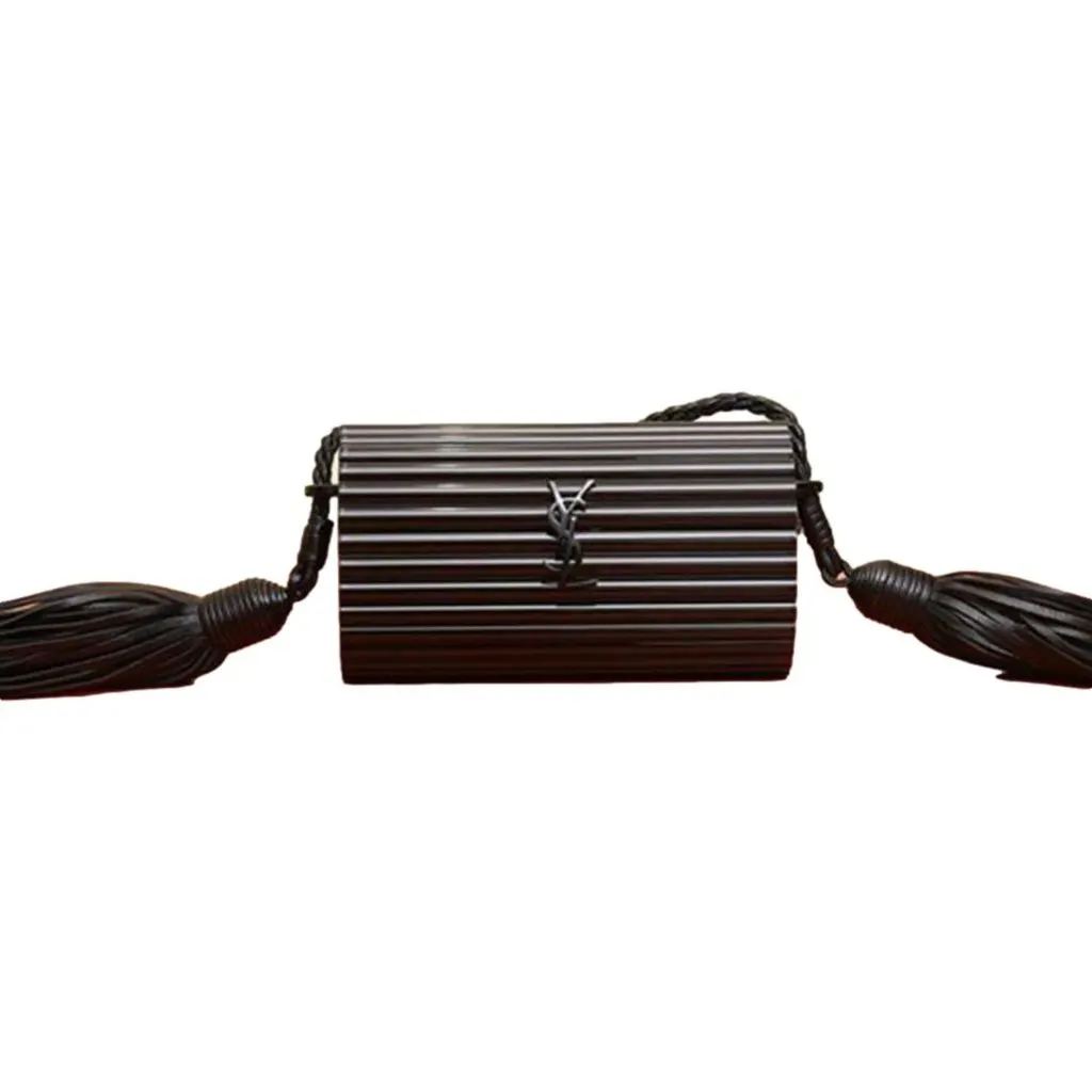 Saint Laurent Opium Plexiglass Minaudiere Box Bag Black Black Leather Never worn - Model View
