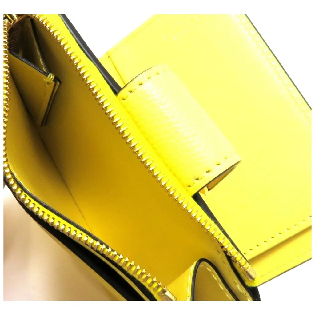 Fendi Fendi Diamonds Sorbetto Yellow Compact Zip Pocket Bifold Card Holder Wallet Yellow Leather Never worn - Box View