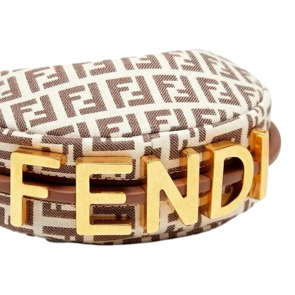 Fendi Fendigraphy Nano Hobo FF Canvas Leather Mini Bag Brown and White Brown Canvas Never worn - Back View